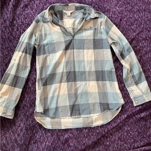 Long Sleeve Plaid Quarter Zip, size large